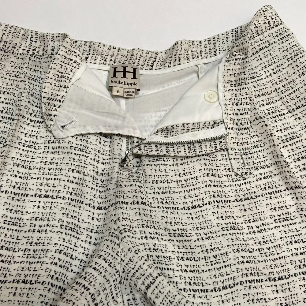 Haute Hippie Silk White and Black Shorts